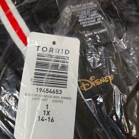 ❤️NWT VINTAGE TORRID BOMBER WOOL JACKET - MICKEY MOUSE ON FRONT & BACK PLUS SIZE - Picture 7 of 16
